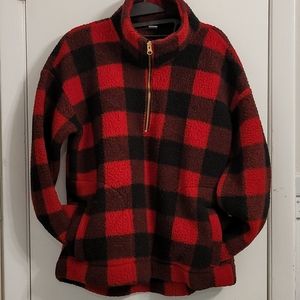 Sherpa buffalo plaid pull over Womens L